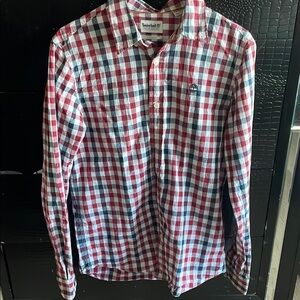 Timberland Men's Red and Blue Checkered Shirt